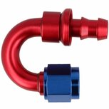 Slangadapter 180&deg; push-on 10HE-10AN(F) - Rood/blauw QSP