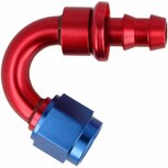 Slangadapter 150&deg; push-on 10HE-10AN(F) - Rood/blauw QSP