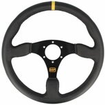 Stuur 350mm/vlak (leder) - Zwart QSP