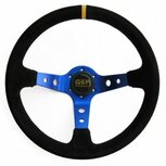 Stuur 350mm/90mm diep (suede) - Blauw QSP