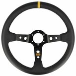 Stuur 350mm/90mm diep (leder) - Zwart QSP