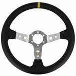 Stuur 350mm/90mm diep (leder) - Zilver QSP