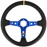 Stuur 350mm/90mm diep (leder) - Blauw QSP