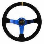 Stuur 350mm/70mm diep (suede) - Blauw QSP