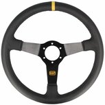 Stuur 350mm/70mm diep (leder) - Zwart QSP