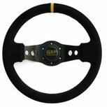 Stuur 350mm/65mm diep (suede) - Zwart QSP