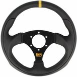 Stuur 300mm/vlak (leder) - Zwart QSP