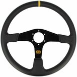 Stuur 380mm/vlak (leder) - Zwart QSP