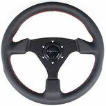 Monza stuur 330/30mm leer met rode stiksels Vigor