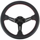 Daytona stuur 350/70mm leder met rode stiksels Vigor