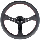 Daytona stuur 350/70mm geperforeerd leder met rode stiksels Vigor