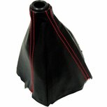 Getriebeabdeckung aus schwarzem Leder mit roten N&auml;hten VMS Racing Honda