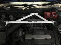 Front Strut Brace 3 Points White Steel Honda Civic Ultra Racing