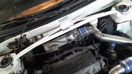 Front strut bar 3 points white steel Mitsubishi Lancer Ultra Racing