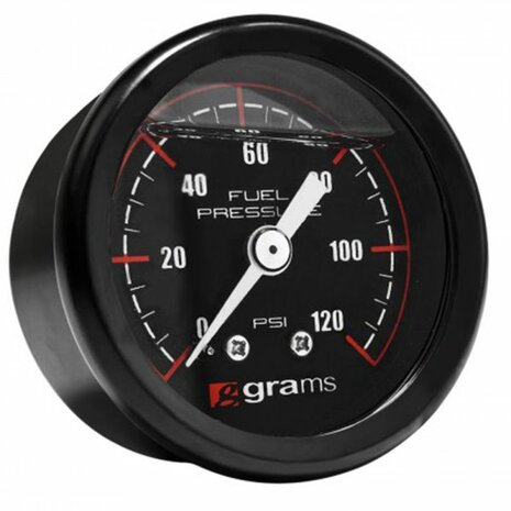 Kraftstoffdruckmesser, fl&uuml;ssigkeitsgef&uuml;llt (0&ndash;120 psi) &ndash; Schwarz Grams Perfromance