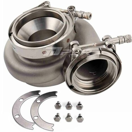 Bo&icirc;tier de turbine pour turbos GEN1, GEN2 3576 et 3582 - Double bande en V en acier inoxydable .64 Pulsar Turbo Systems