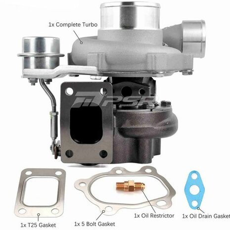 2860 475HP GEN2 Dual Ball Bearing Turbo - Standard - T25 .86 5 Bolt - Stamping 7.4psi Pulsar Turbo Systems
