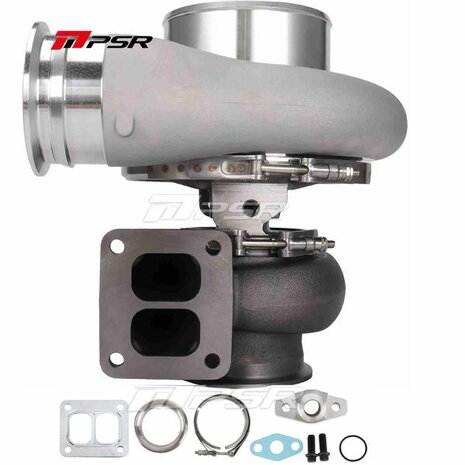488 1550HP Gleitlager Billet Compr. Rad Turbo &ndash; Standard &ndash; 96 x 88 mm &ndash; T4 geteiltes 1,25 V-Band Pulsar Turbo Systems