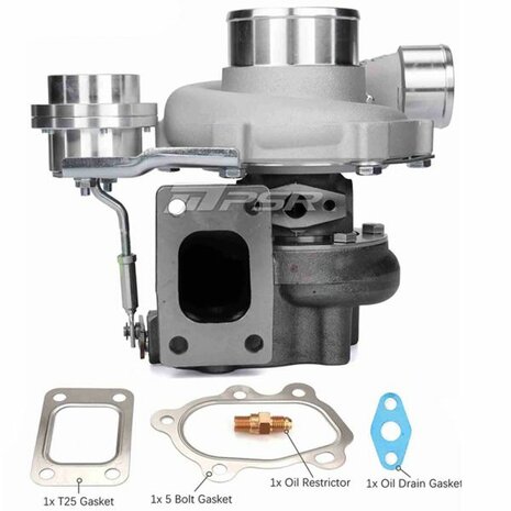 2860 475HP GEN2 Turbo &agrave; double roulement &agrave; billes - T51R Mod - T25 .86 5 boulons - Billet 11,6 psi Pulsar Turbo Systems