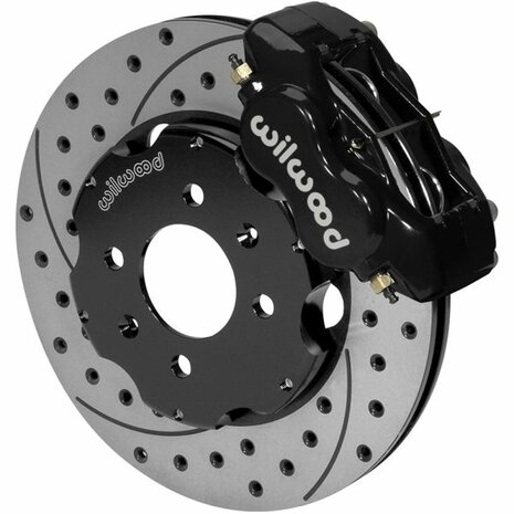 Big brake kit voorzijde - Zwarte 4p remklauwen en 280mm geboorde + gegroefde schijven Wilwood Honda