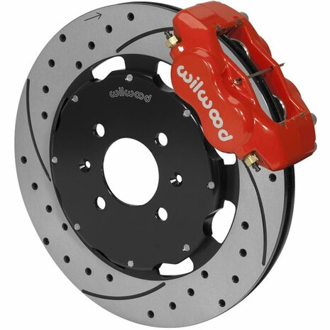 Kit gros frein avant - Etriers 4p rouges et disques 310mm perc&eacute;s + rainur&eacute;s Wilwood Honda