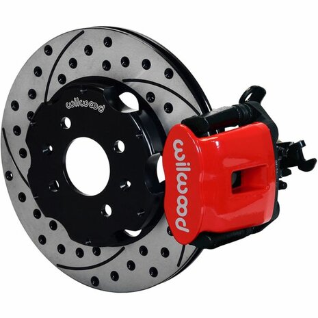 Bremssatz hinten &ndash; Rote 1-teilige Bremss&auml;ttel und 279 mm gelochte + gerillte Scheiben Wilwood Honda