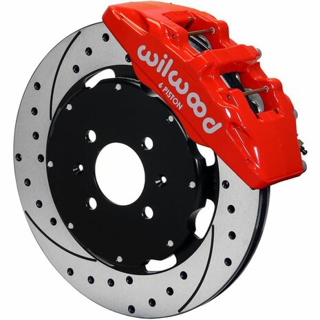 Kit gros frein avant - Etriers rouges 6p et disques 310mm perc&eacute;s + rainur&eacute;s Wilwood Honda