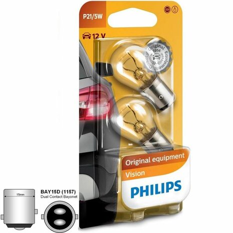 Lampenset P21/5W BAY15D Philips Vision