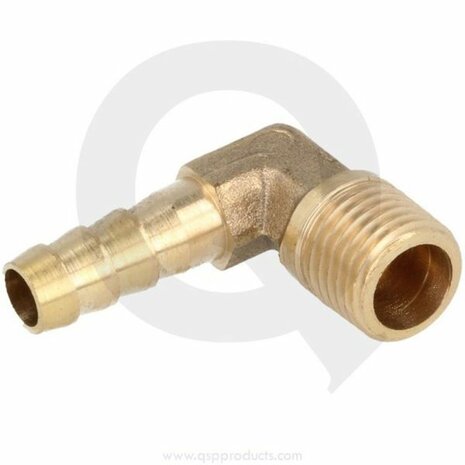 90&deg; brass hose barb 10mm - 1/8NPT QSP