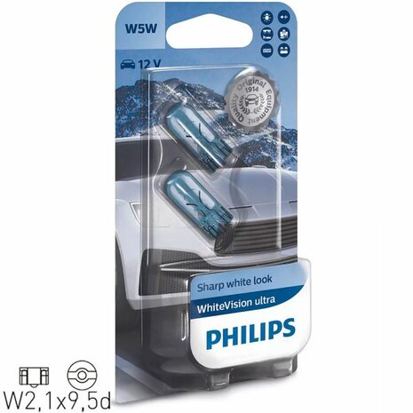 W5W T10 12V/5W Lampen Philips WhiteVision Ultra
