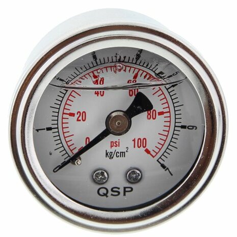 Manom&egrave;tre de pression de carburant, rempli de liquide (0-100 psi / 1-7 bar) QSP