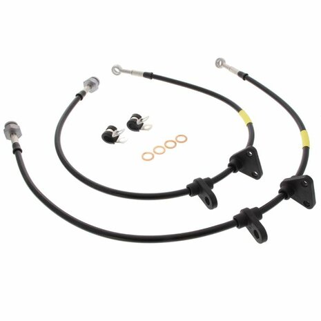 Remslangen voorzijde RVS gevlochten (T&Uuml;V) - Zwart Goodridge Honda