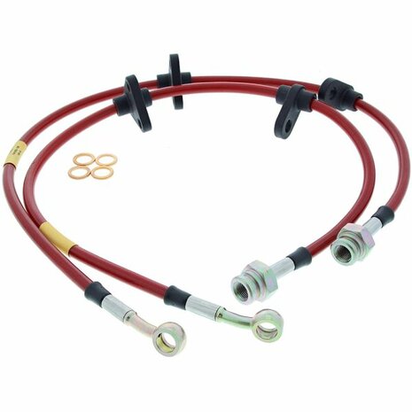 Front brake hoses stainless steel braided (T&Uuml;V) - Red Goodridge Honda