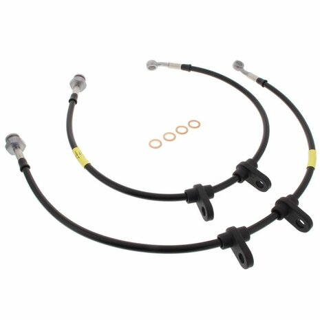 Flexibles de frein arri&egrave;re tress&eacute;s en acier inoxydable (freins &agrave; disque) (T&Uuml;V) - Noir Goodridge Honda