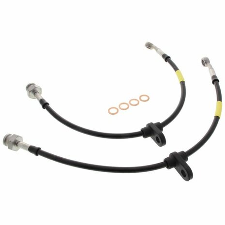 Flexibles de frein arri&egrave;re tress&eacute;s en acier inoxydable (freins &agrave; disque) (T&Uuml;V) - Noir Goodridge Honda