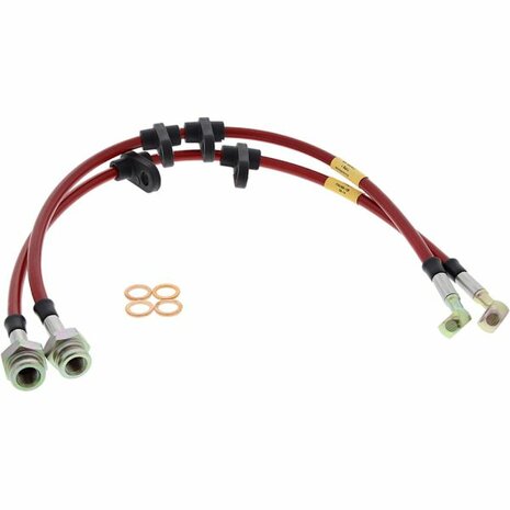 Rear brake hoses stainless steel braided (disc brakes) (T&Uuml;V) - Red Goodridge Honda