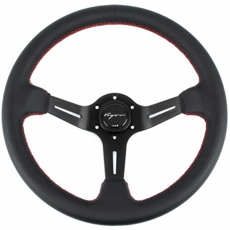 Volant Daytona 350/70mm cuir avec surpiq&ucirc;res rouges Vigor