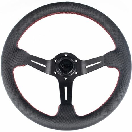 Daytona steering wheel 350/70mm perforated leather with red stitching Vigor