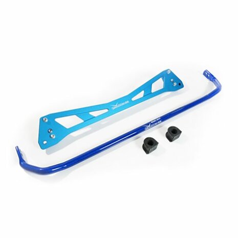 Subframe reinforcement brace + stabilizer bar - Blue Hardrace Honda