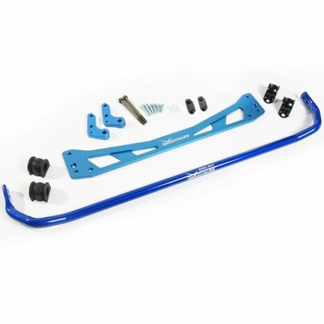 Subframe reinforcement brace + stabilizer bar - Blue Hardrace Honda