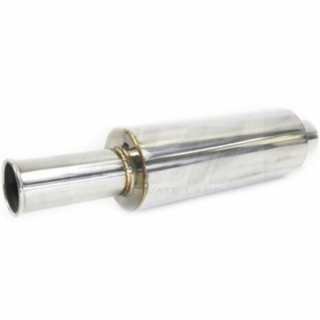 Universal silencer stainless steel 2.5&quot;, rolled tip PLM