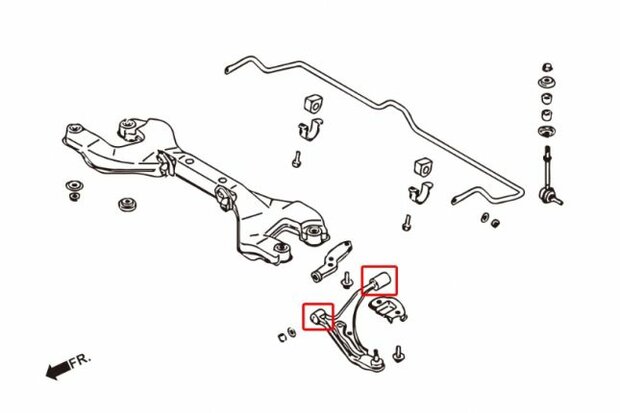 caoutchoucs de bras de suspension sous la partie avant NISSAN PRIMERA P10 Hardrace