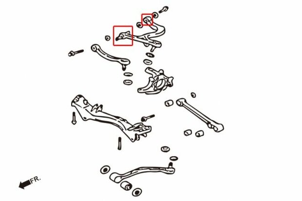 caoutchoucs de bras de suspension arri&egrave;re sup&eacute;rieur MITSUBISHI EVO 4-9 Hardrace