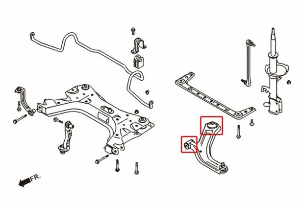 Querlenkergummis unter Front NISSAN TIDDA 04-11 C11 Hardrace