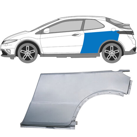 Links Reparaturblech f&uuml;r Heckfl&uuml;gel Honda Civic