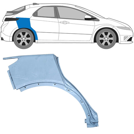 Rechts Reparaturblech f&uuml;r Heckfl&uuml;gel Honda Civic