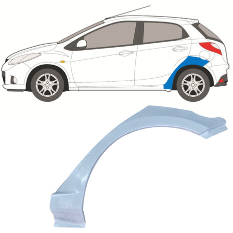 Links Reparaturblech f&uuml;r Heckfl&uuml;gel Mazda 2