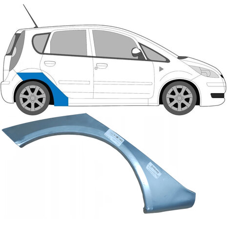 Rechts Reparaturblech f&uuml;r Heckfl&uuml;gel Mitsubishi Colt