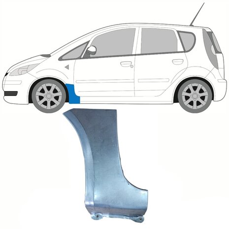 Links Reparaturblech f&uuml;r Frontkotfl&uuml;gel Mitsubishi Colt