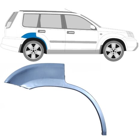 Rechts Kleines Reparaturblech f&uuml;r Heckfl&uuml;gel Nissan X-Trail
